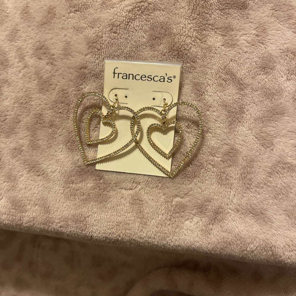 Francesca's Collections Gold Heart Earrings